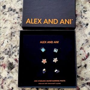 New alex and ani sterling silver posts earrings